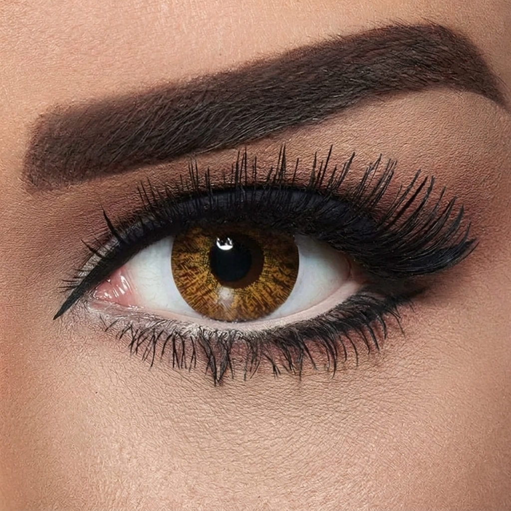 Close-up of a brown eye with makeup. Bella Natural Cool Hazel