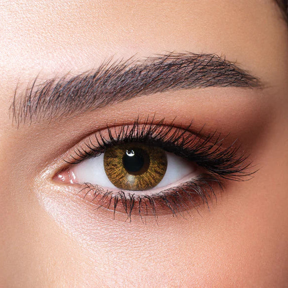 Close-up of a brown eye with detailed makeup
